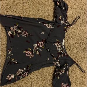 Off the shoulder grey floral tank top